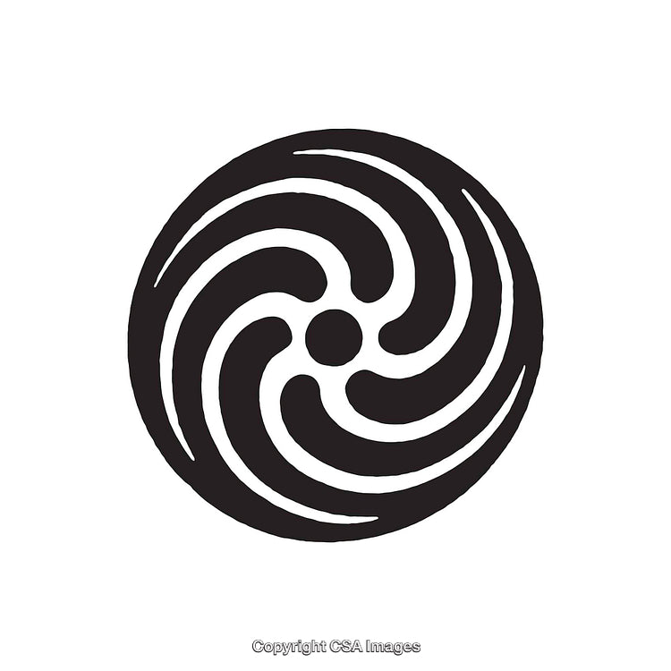 Abstract Black and White Circular Swirl Design with Symmetrical Patterns