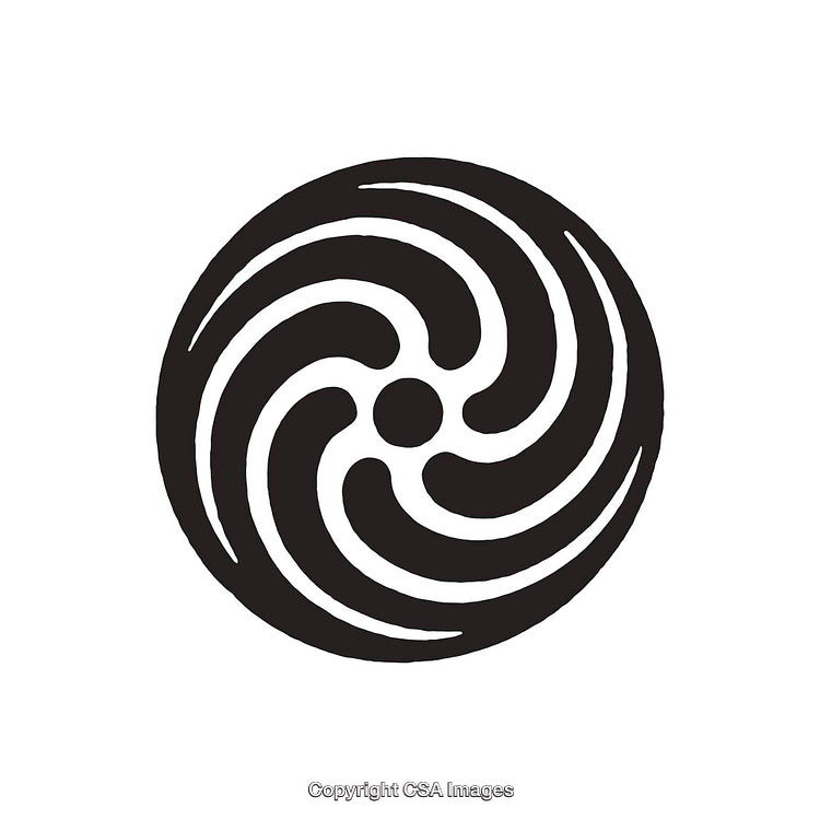 Abstract Black and White Circular Swirl Design with Symmetrical Patterns