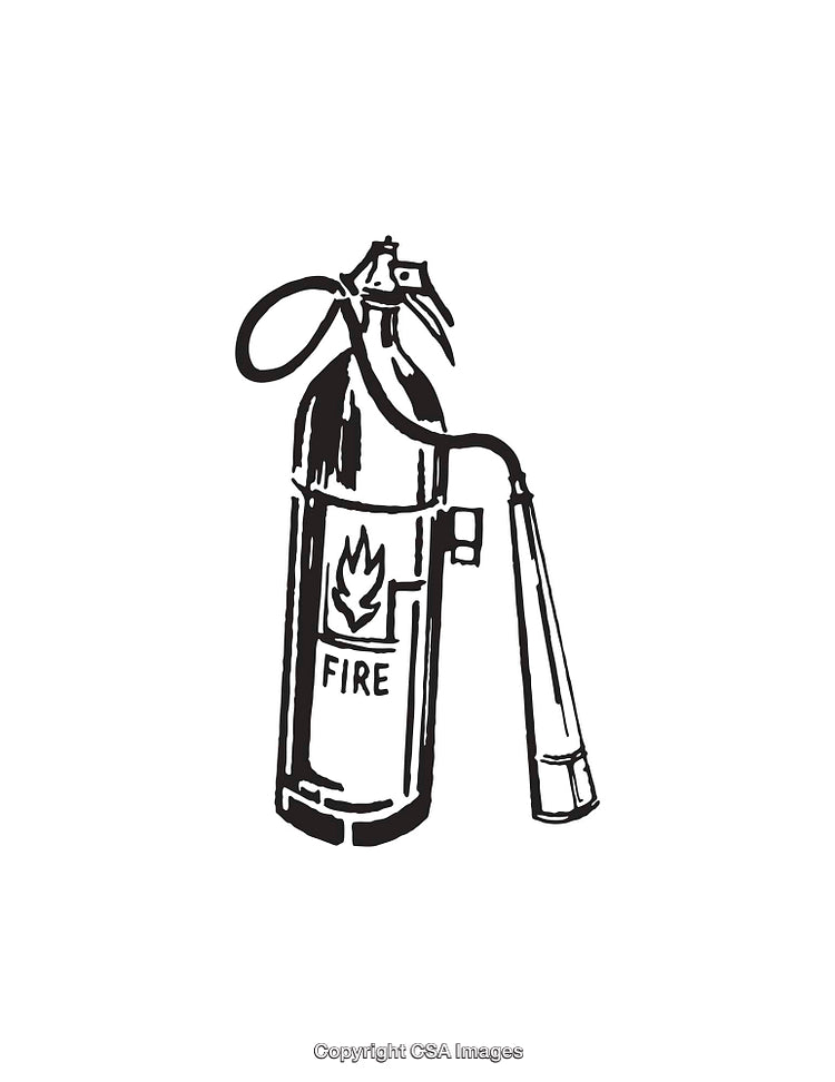 Black and White Line Art of a Fire Extinguisher Illustration