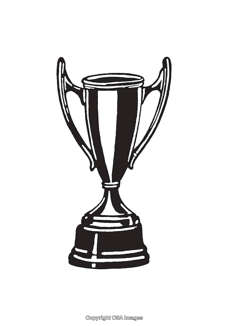 Black And White Line Art Illustration of a Trophy Cup Symbol