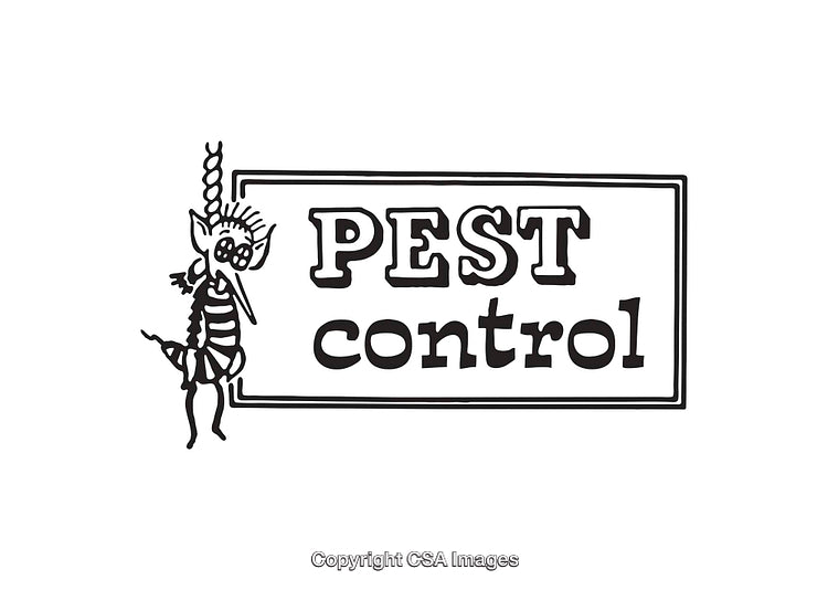 Black and White Line Art Illustration for Pest Control Design