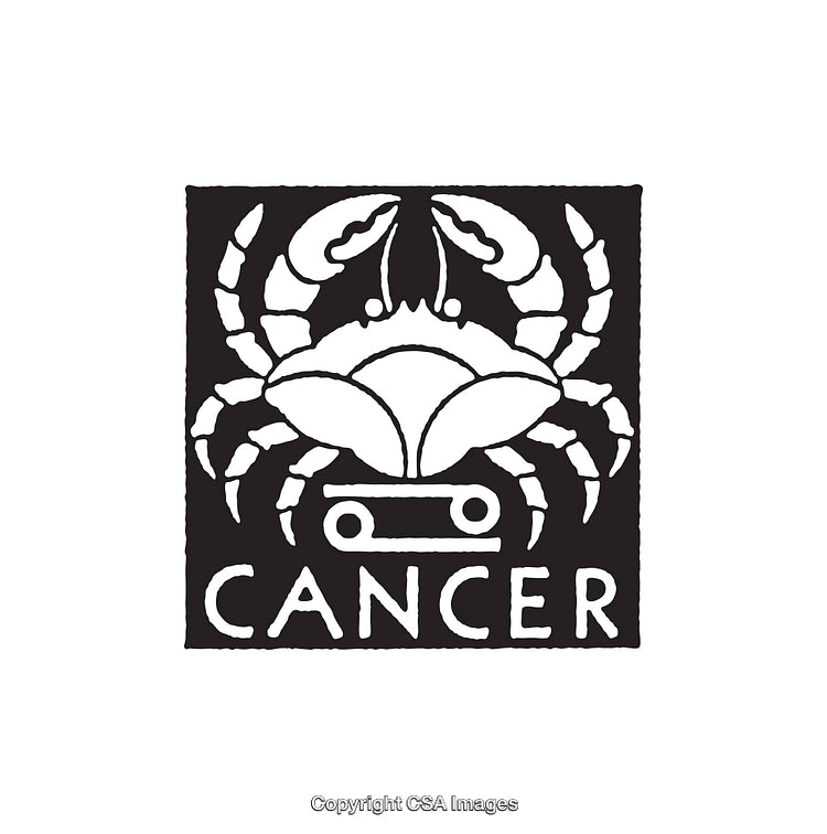 Black and White Line Art of Cancer Zodiac Crab Symbol Design