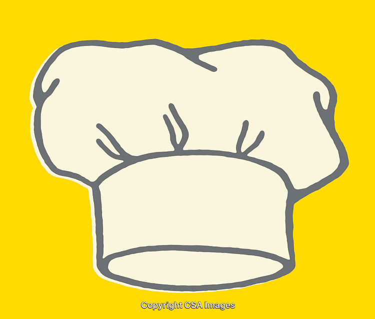 Minimalist Line Art Chef Hat Icon on Vibrant Yellow Background