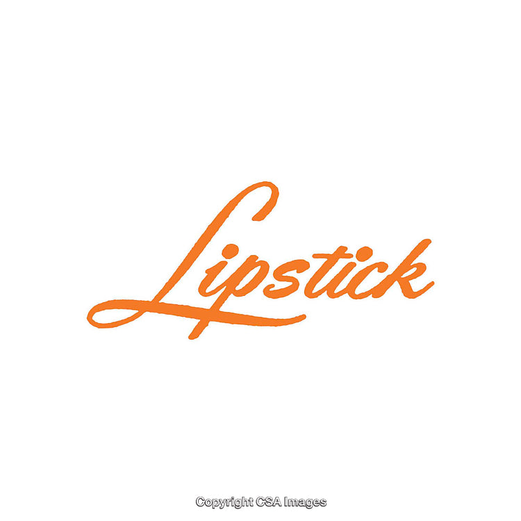Stylish Orange Script Design Spelling Lipstick Isolated On White Background