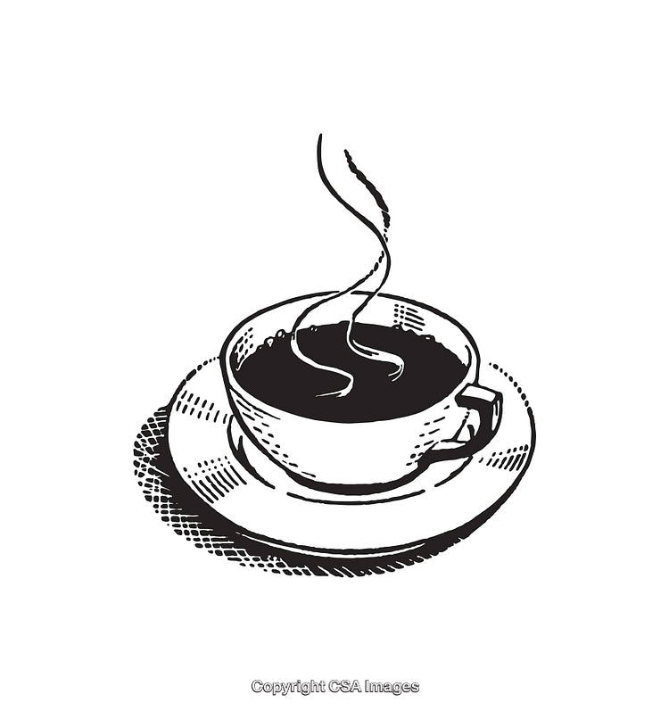 Black and White Sketch of a Coffee Cup with Steam