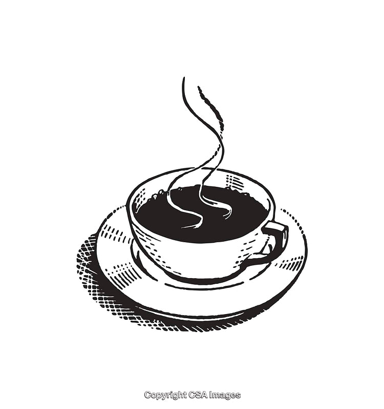 Black and White Sketch of a Coffee Cup with Steam