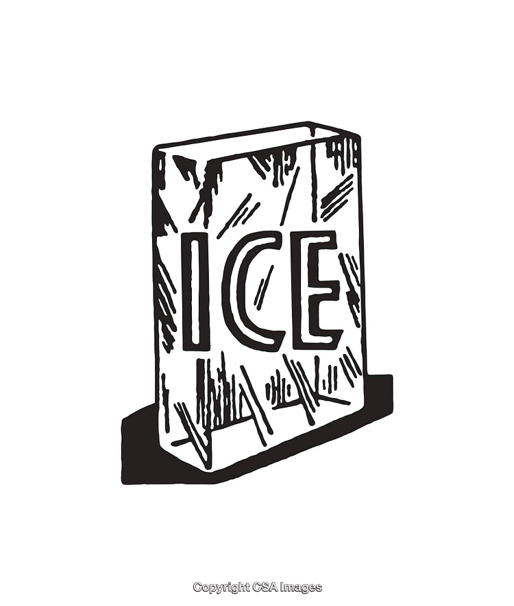 Black and White Line Art of an Ice Block Design
