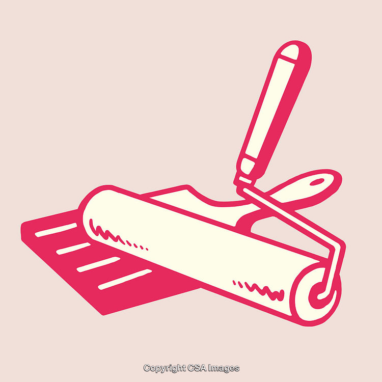 Color Line Art Illustration of a Paint Roller for DIY Projects