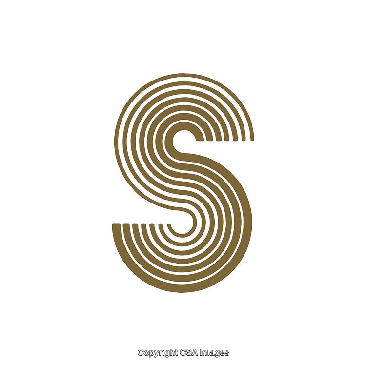 Creative Gold Letter S with Intricate Line Design on White