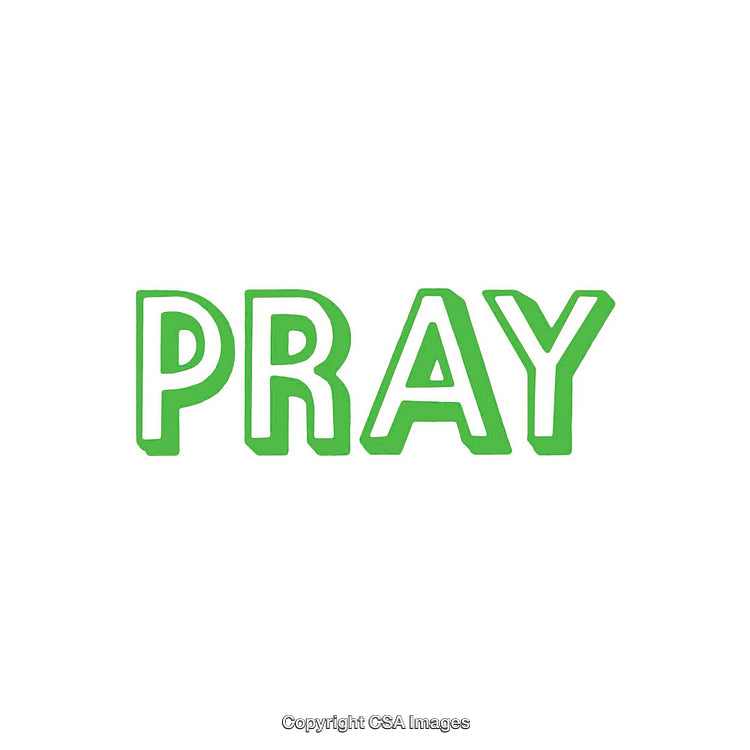 Green Text 'Pray' on White Background for Inspirational Concepts