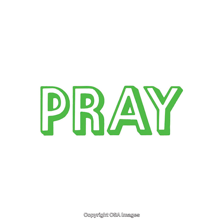 Green Text 'Pray' on White Background for Inspirational Concepts