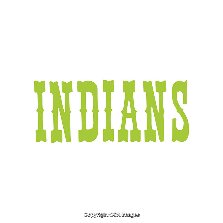 Green Bold Text Display with the Word 'Indians' on White Background