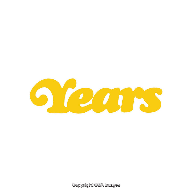 Yellow Typography Word Art Featuring the Word "Years"