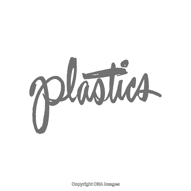 Stylish Handwritten Word Art Design Featuring the Word Plastics