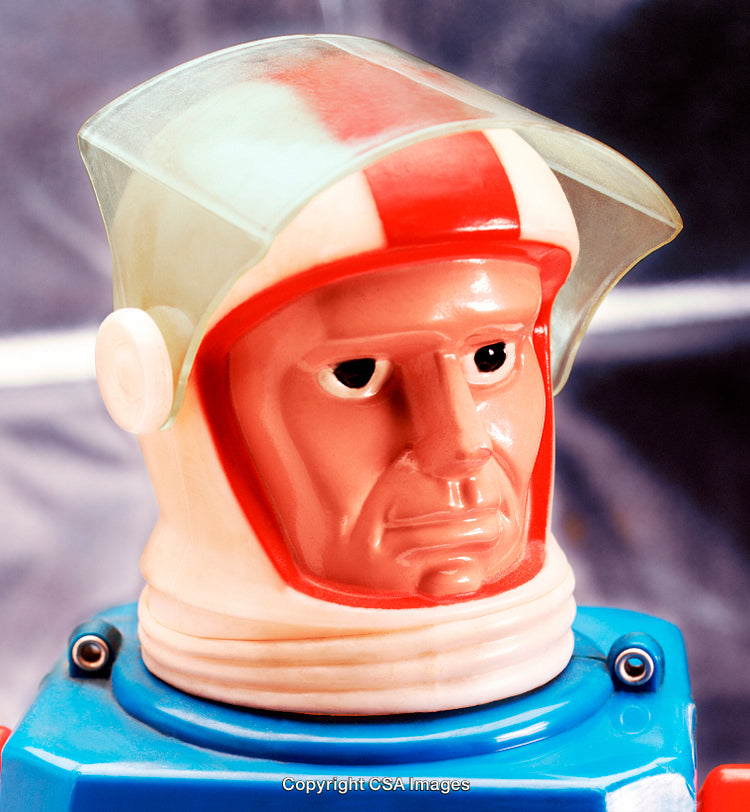 Retro Plastic Toy Robot with a Vibrant Design and Unique Features