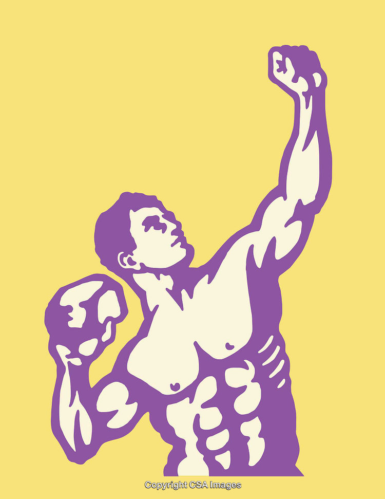 Colorful Silhouette of a Bodybuilder in a Dynamic Pose