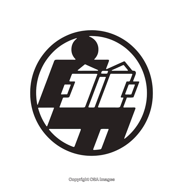 Black and White Icon of a Person Reading a Book in a Circle