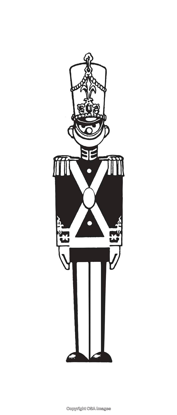 Black And White Line Art Illustration of a Toy Soldier
