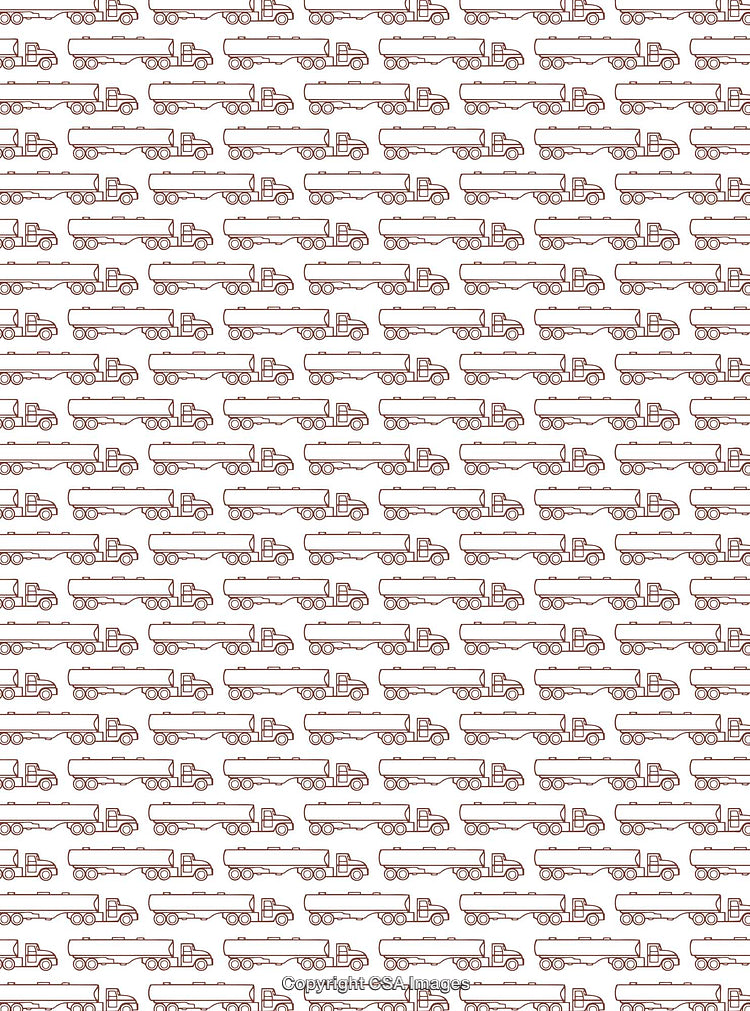 Patterned Background Featuring Line Art of Brown Cargo Trucks