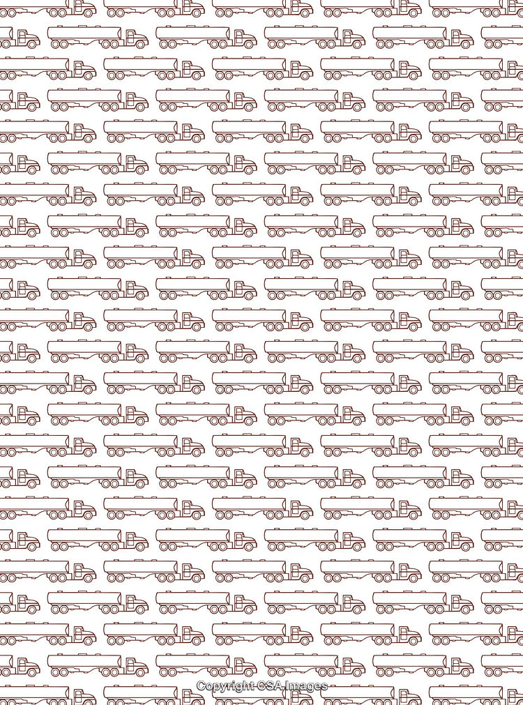 Patterned Background Featuring Line Art of Brown Cargo Trucks