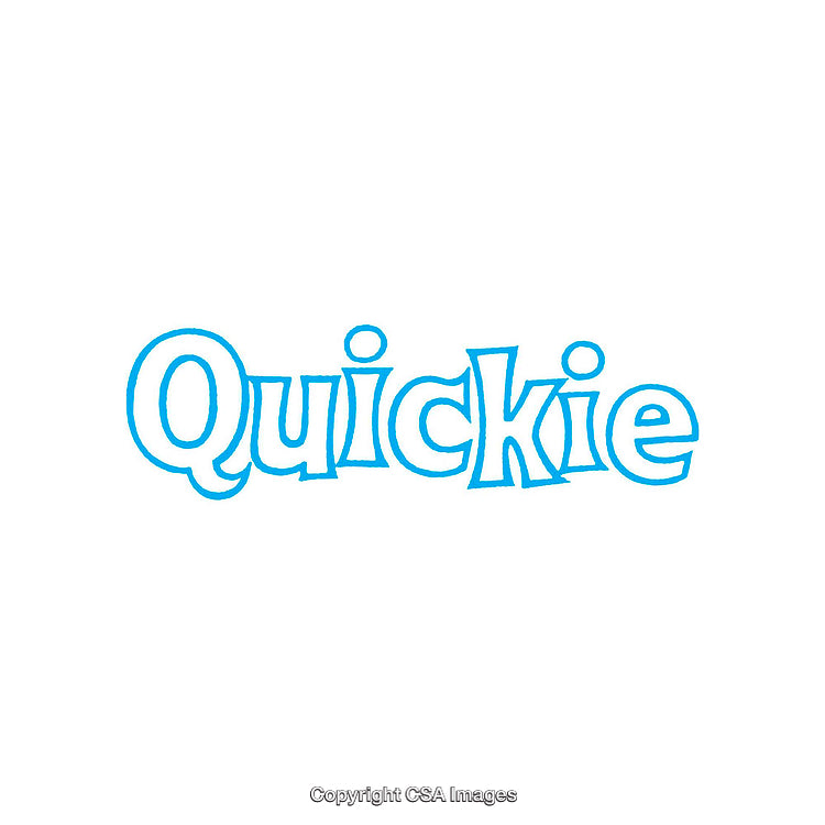 Simple Blue Text Reading Quickie on White Background