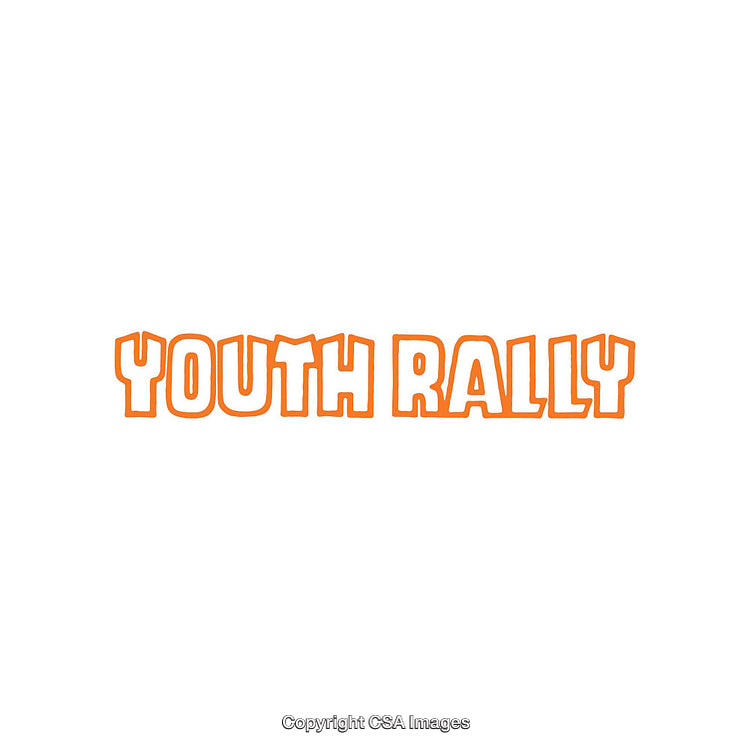 Orange Logo Featuring the Text 'Youth Rally' on a Plain Background