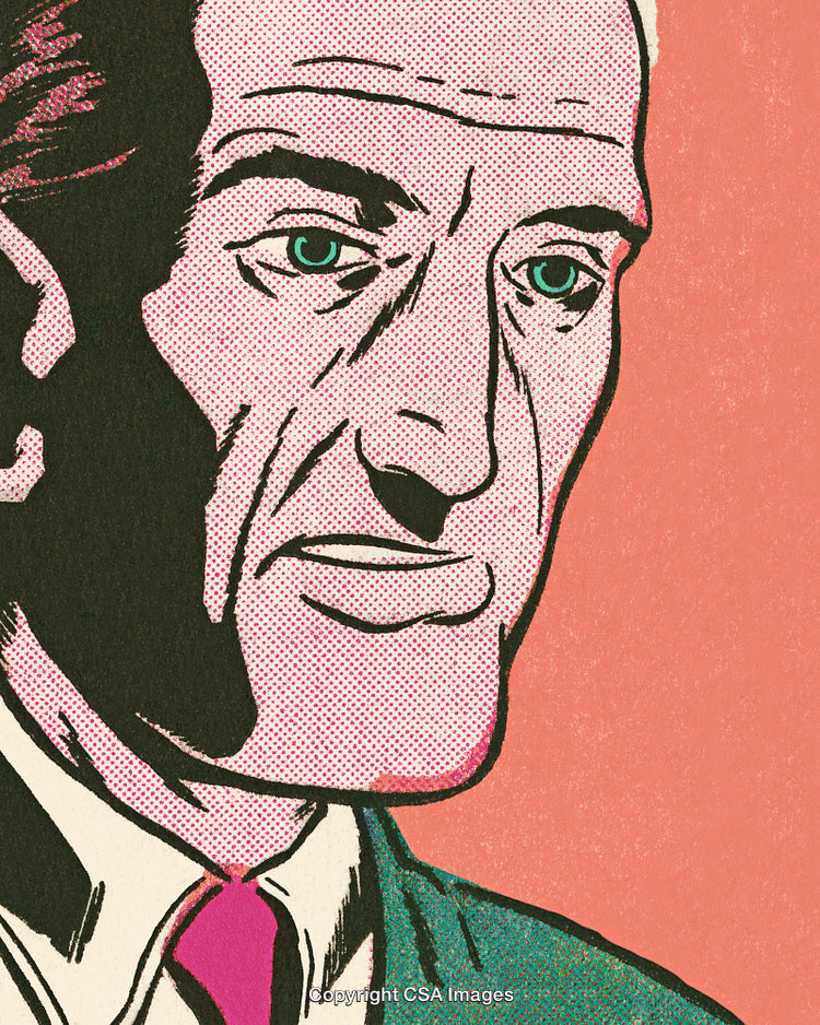 Stylized Comic-Style Portrait Illustration with Halftone Texture and Bright Colors