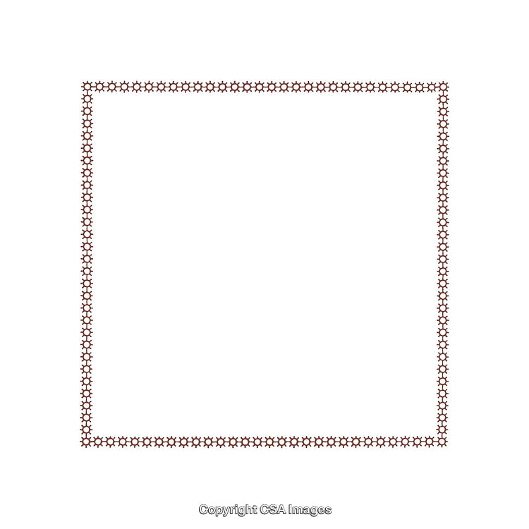 Geometric Patterned Frame With Repeating Motifs on White Background