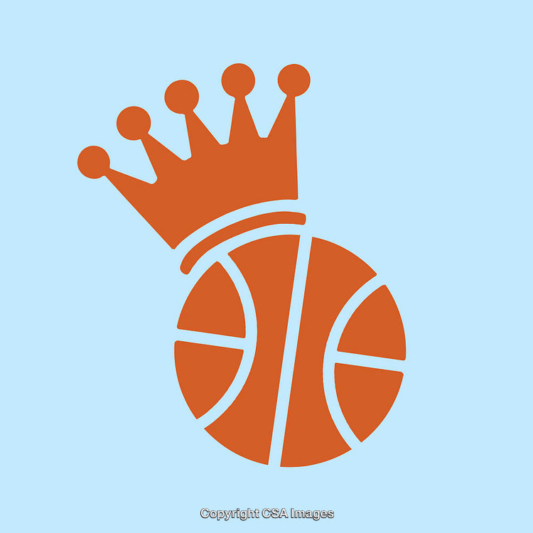 Basketball Icon With Crown Symbol on Light Blue Background