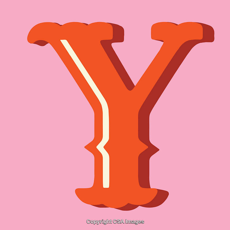 Bold Letter Y With Retro Style on a Pink Background
