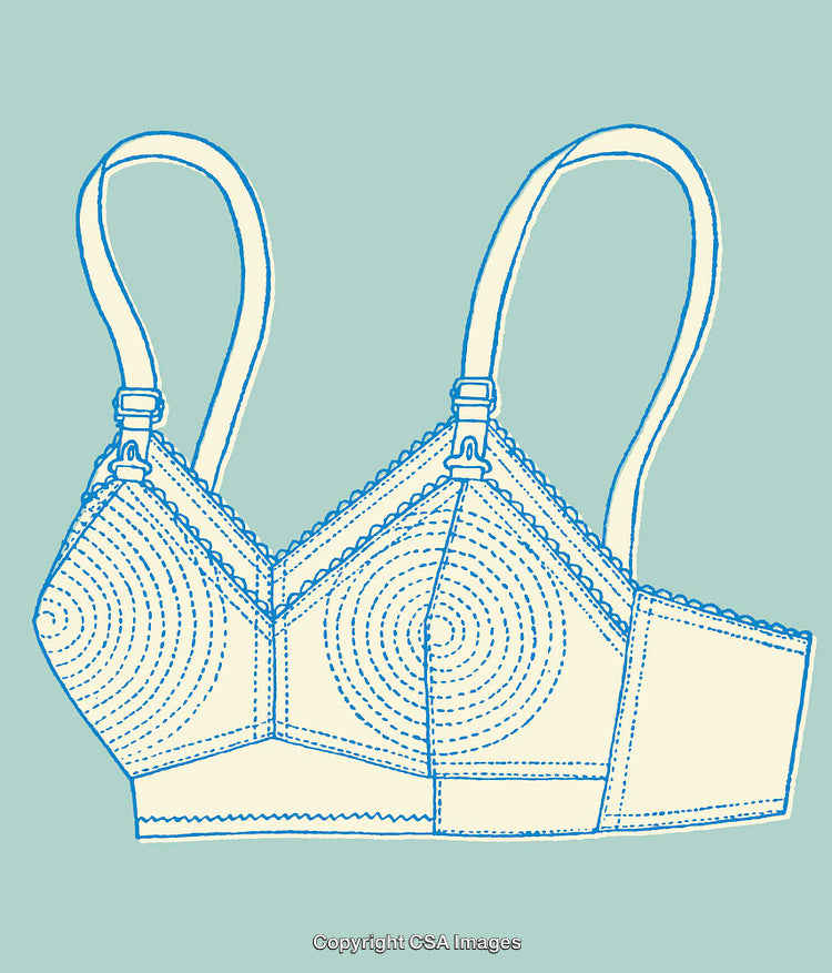 Blue Line Art Illustration of a Classic Bra Design