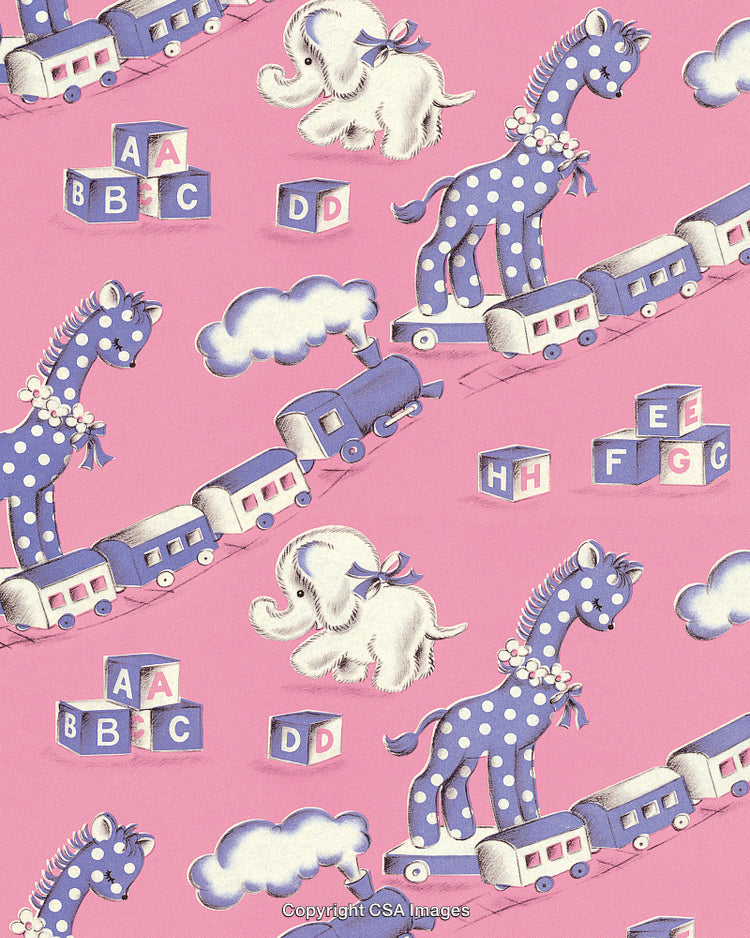 Baby Animal and Train Pattern