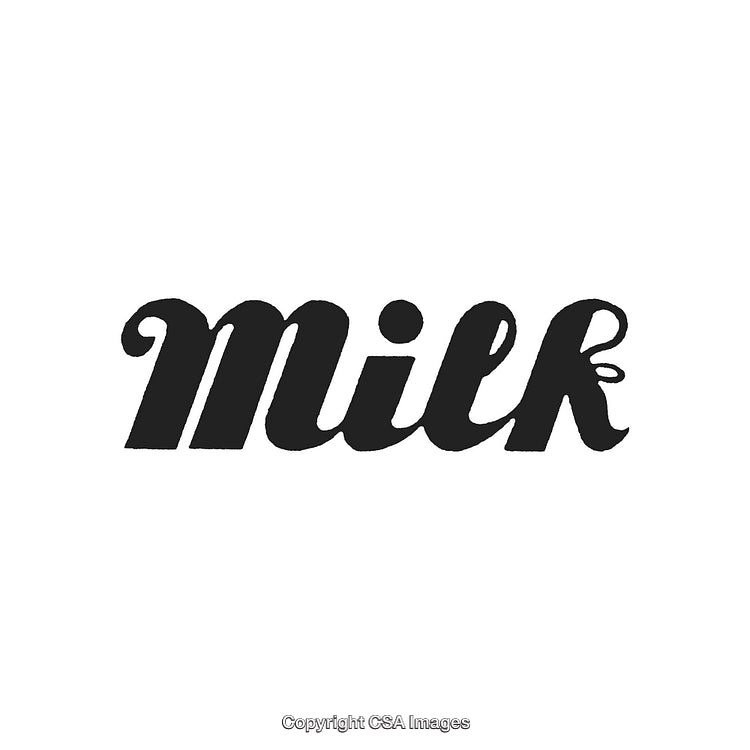 Stylized Typographic Illustration of the Word Milk on a Clean White Background