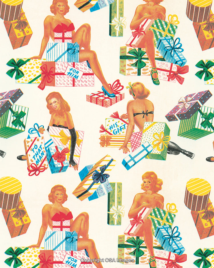 Pattern of Women and Wrapped Presents