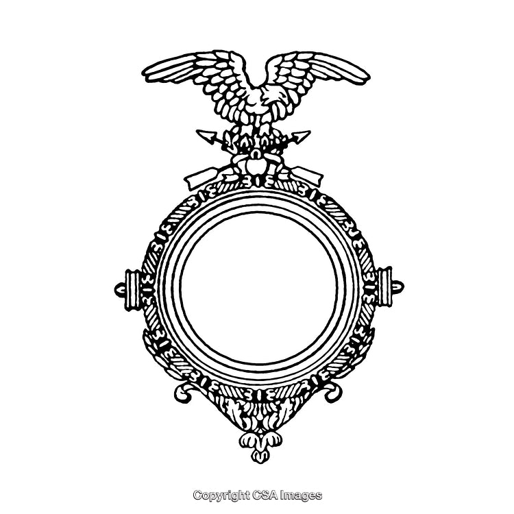 Vintage Black and White Ornamental Frame with Eagle and Details