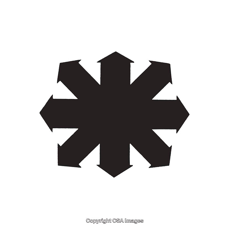 Black Starburst Dingbat Design With Expanding Arrow Elements