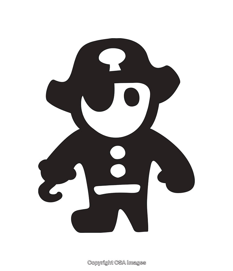 Minimalistic Black And White Pirate Icon With Eye Patch And Hook Hand