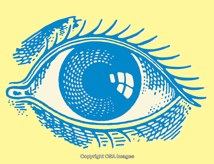 Stylized Blue Eye Illustration with Vibrant Colors and Minimalist Design