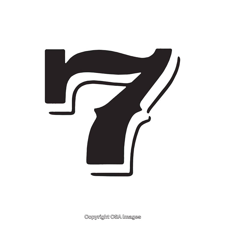 Stylized Black Number Seven on a White Background