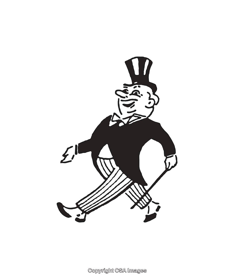 Vintage Line Art Illustration of a Distinguished Man in Formal Attire
