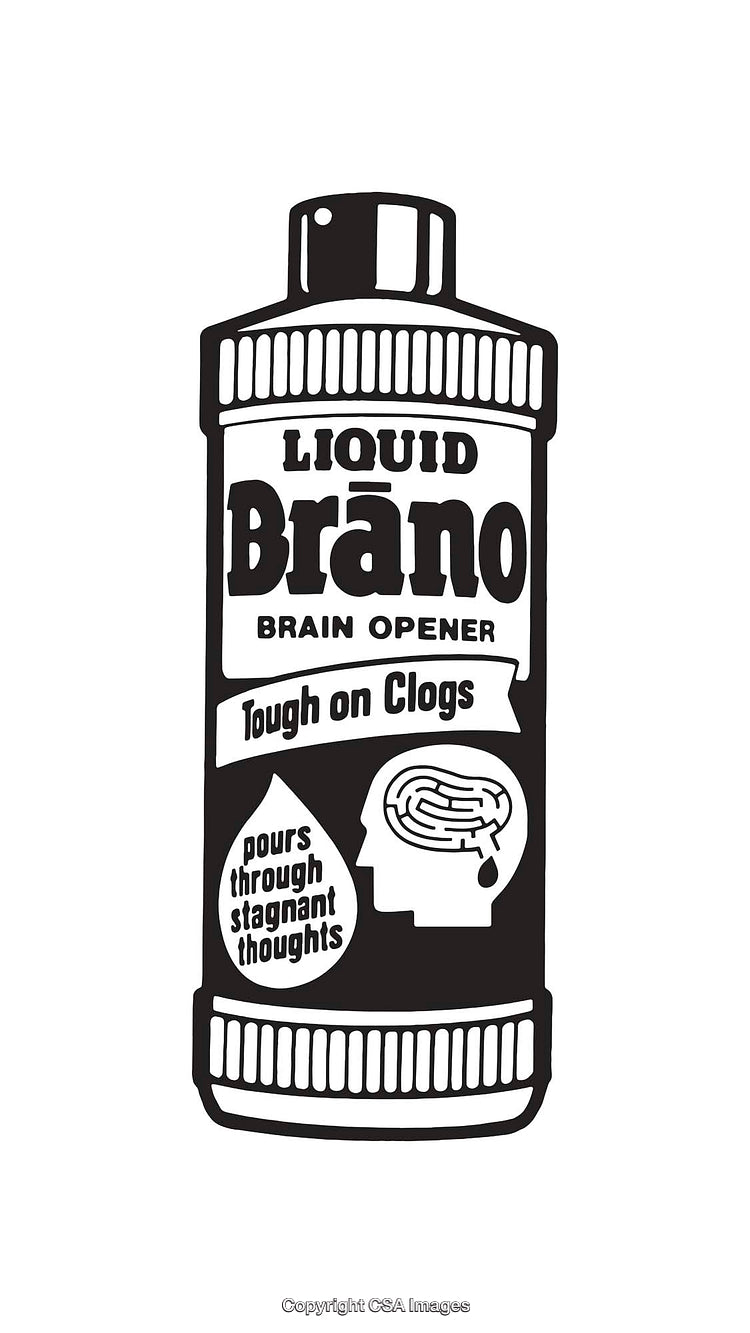 Humorous Black and White Illustration of a Hypothetical Brain Opener