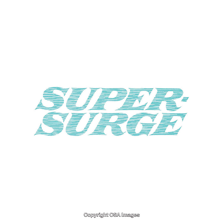 Dynamic Blue Text on White Background Featuring Super Surge Design