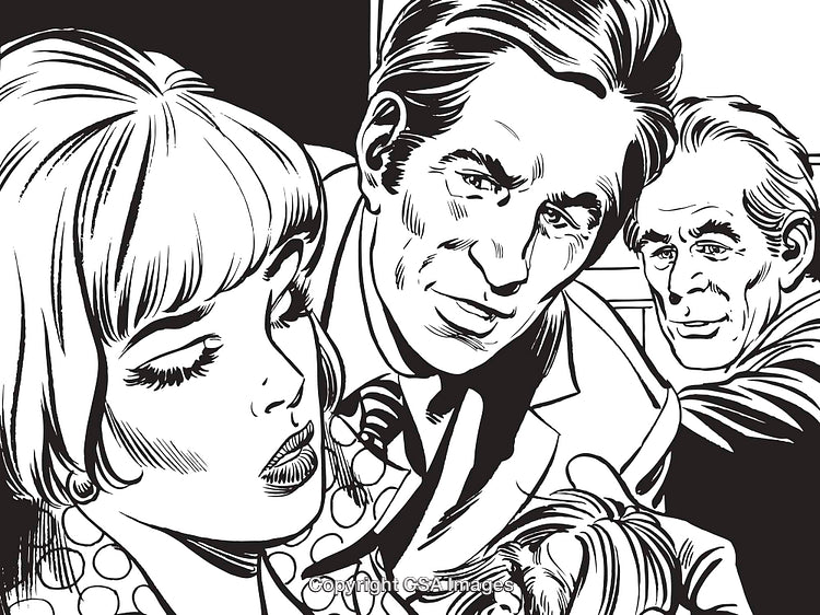 Retro Illustration of People Engaged in Emotional and Social Interaction