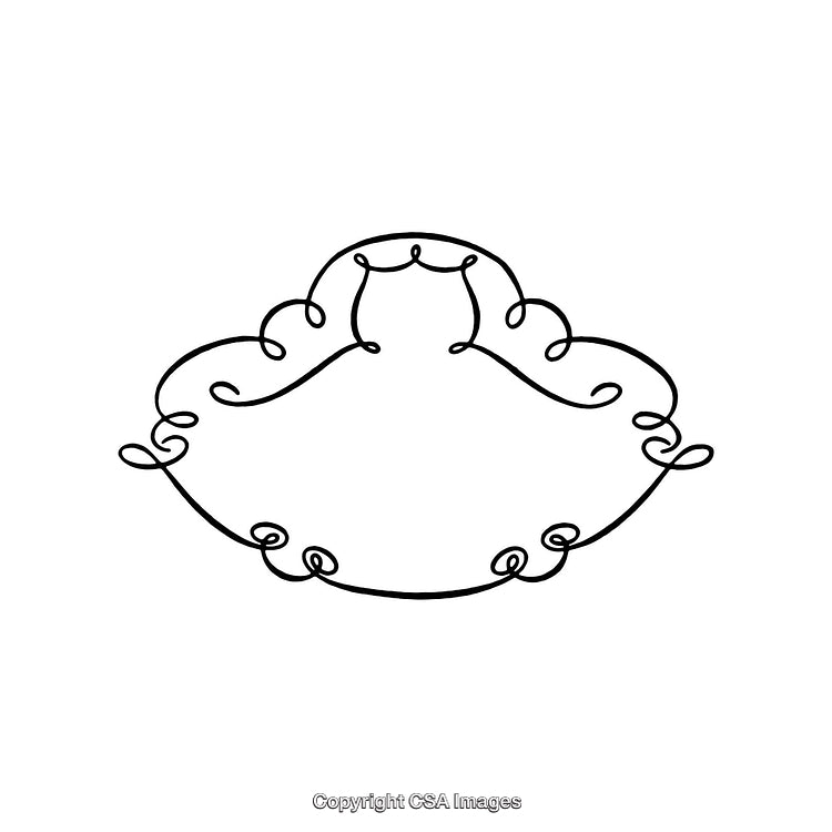 Elegant Ornate Border Design with Black Abstract Swirls and Loops