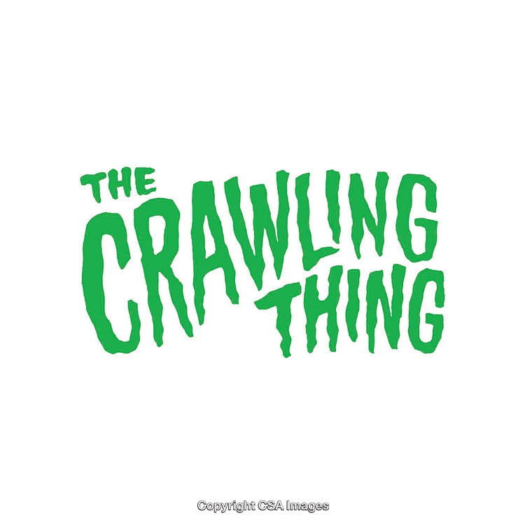 Bold Green Typography Reading 'The Crawling Thing' On White Background