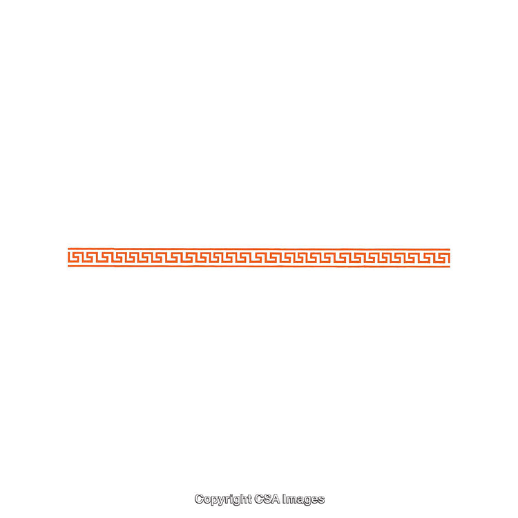 Seamless Greek Key Pattern Border in Orange on a White Background