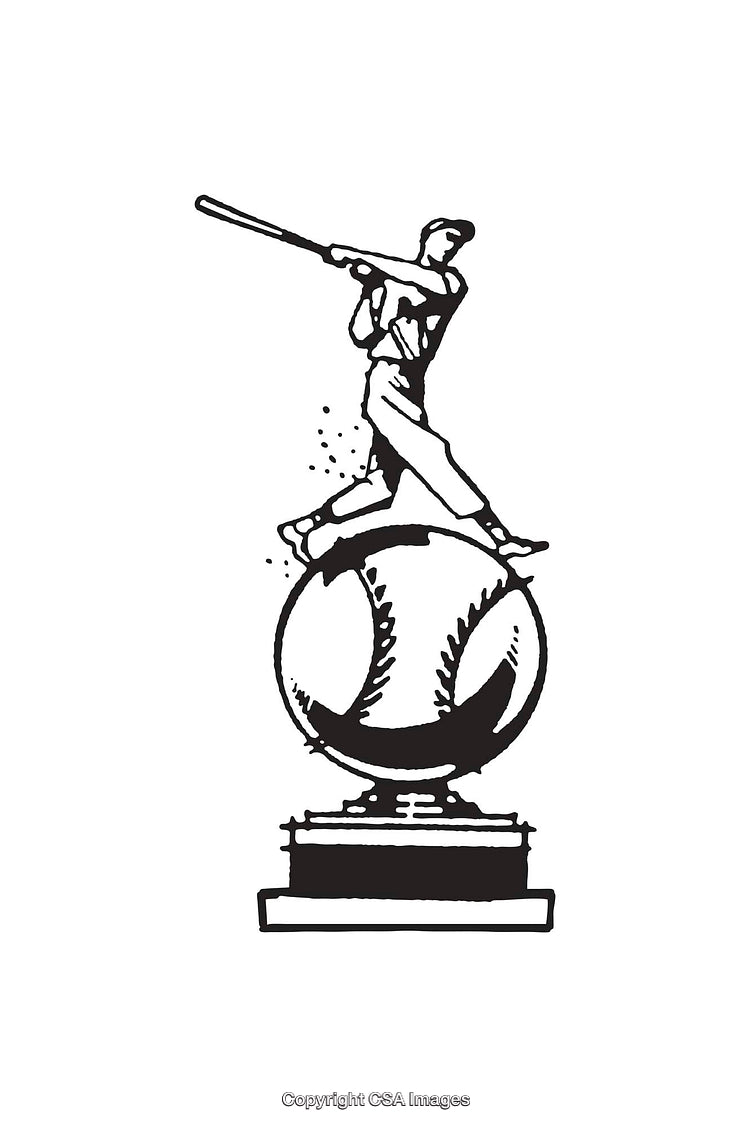 Vintage Baseball Trophy Design Featuring Batter on Baseball