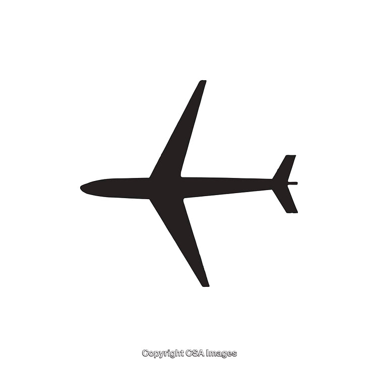 Black Silhouette Airplane Icon on a White Background
