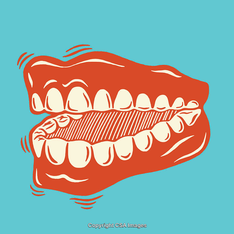 Vintage Color Line Art of Chattering Teeth with Humorous Style