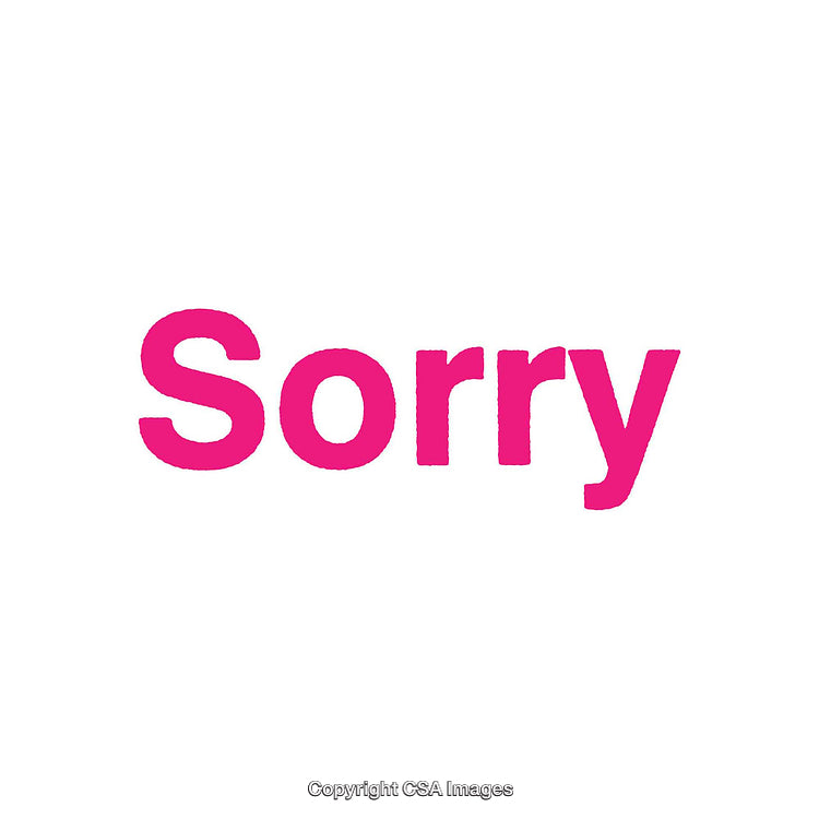 Pink Text Displaying Word Apology on Clean White Background